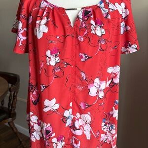Apt. 9 Red and Pink Floral Top